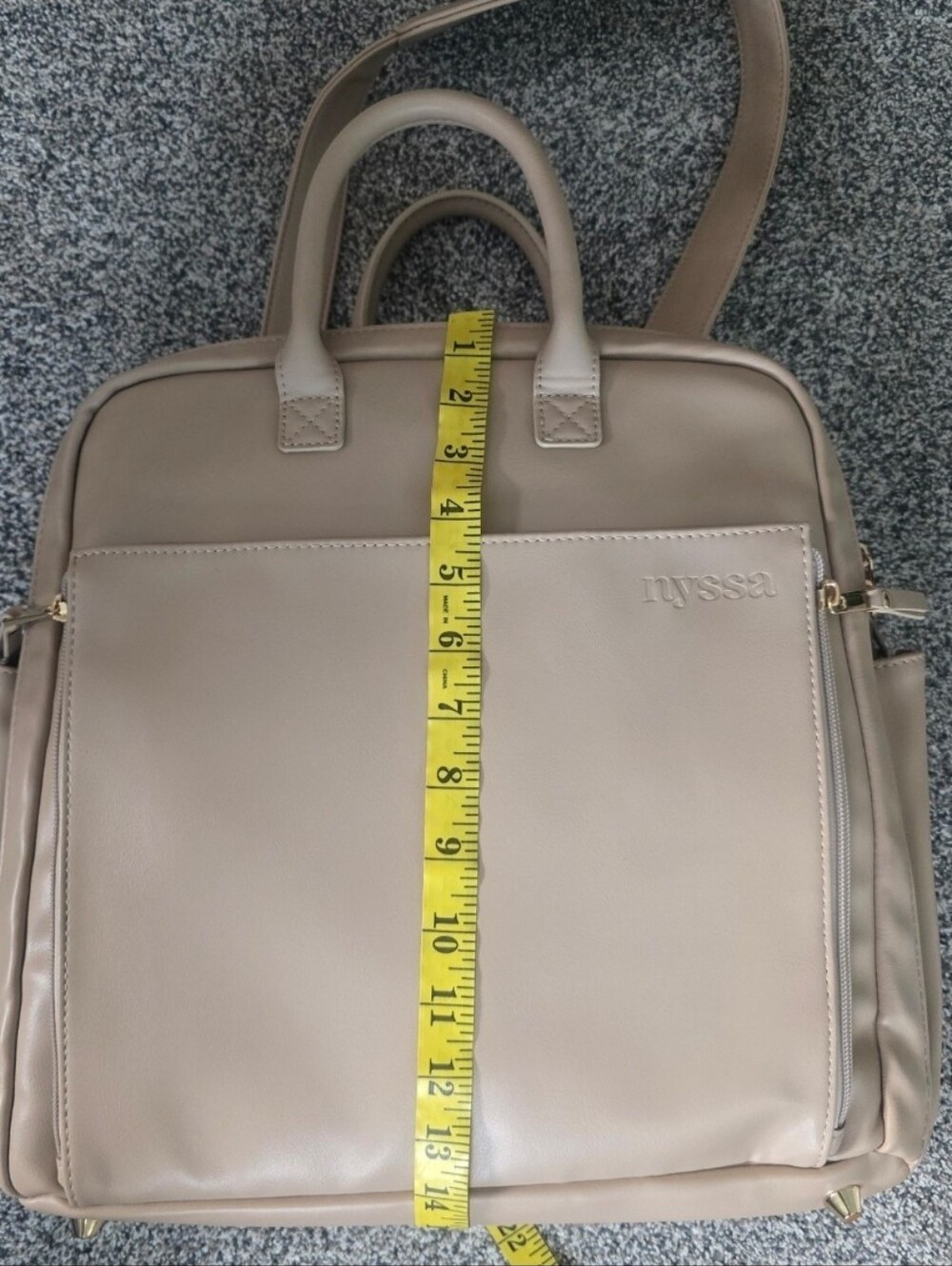 Nyssa Mother Diaper Backpack Shoulder Bag Tote Champagne Cream New - Picture 4 of 6